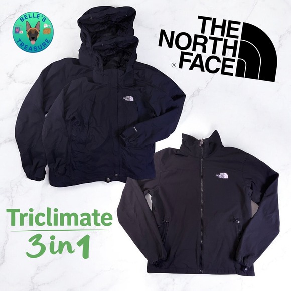 The North Face Triclimate 3 in 1 Women's Large Black Hyvent Hooded Jacket Fleece - Picture 1 of 16